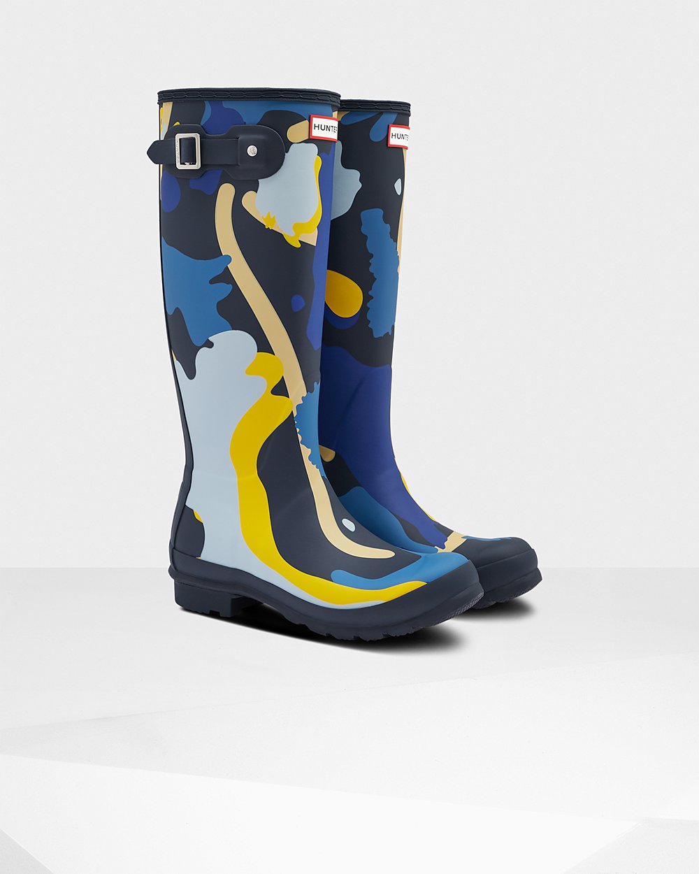 Galochas Altas Hunter Feminina Azul Marinho Camufladas - Original Rockpool Camo - 40VLEHQCB